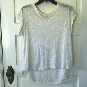 Emma & Sam White Burnout High Low Hem T-shirt